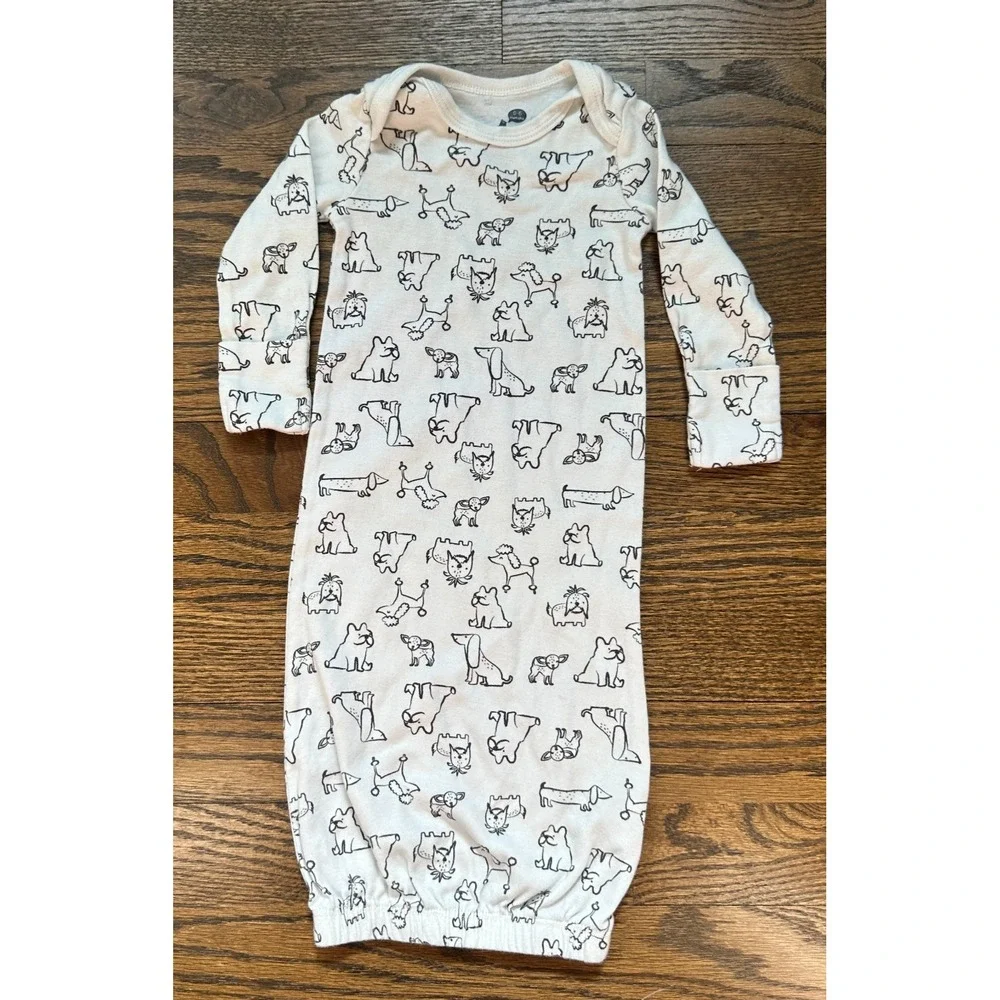 Small Story & KB Baby Sleep Gown Bundle 0-6M Dog Stripe Green 3pc Set